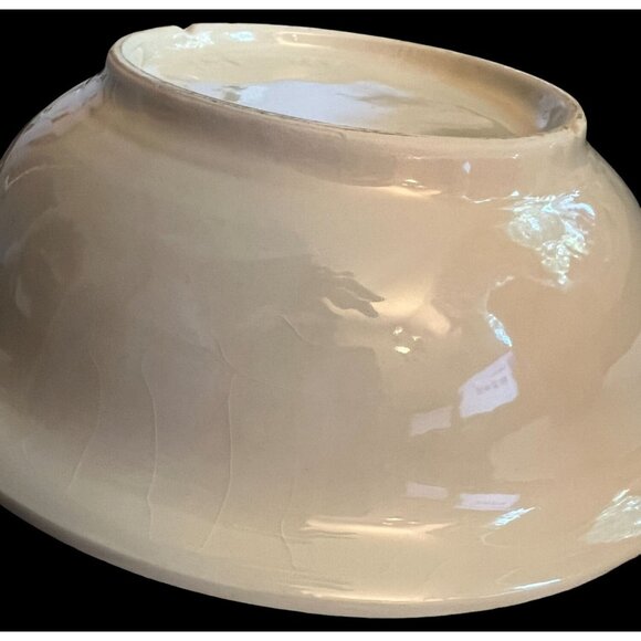 Vtg McCoy Cream Ceramic Basin Mixing Bowl 10X3" Farmhouse GrannyCore fruit bowl - Picture 2 of 8